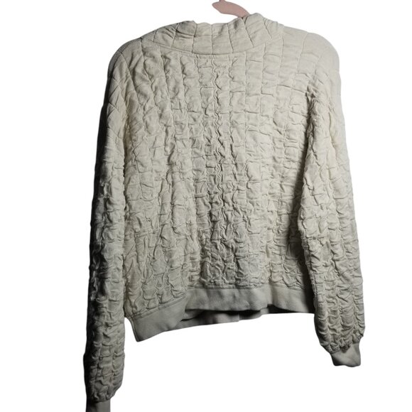 Free People Beach Women's Bomber Ruched Beige Sweater Sz L - Picture 6 of 6